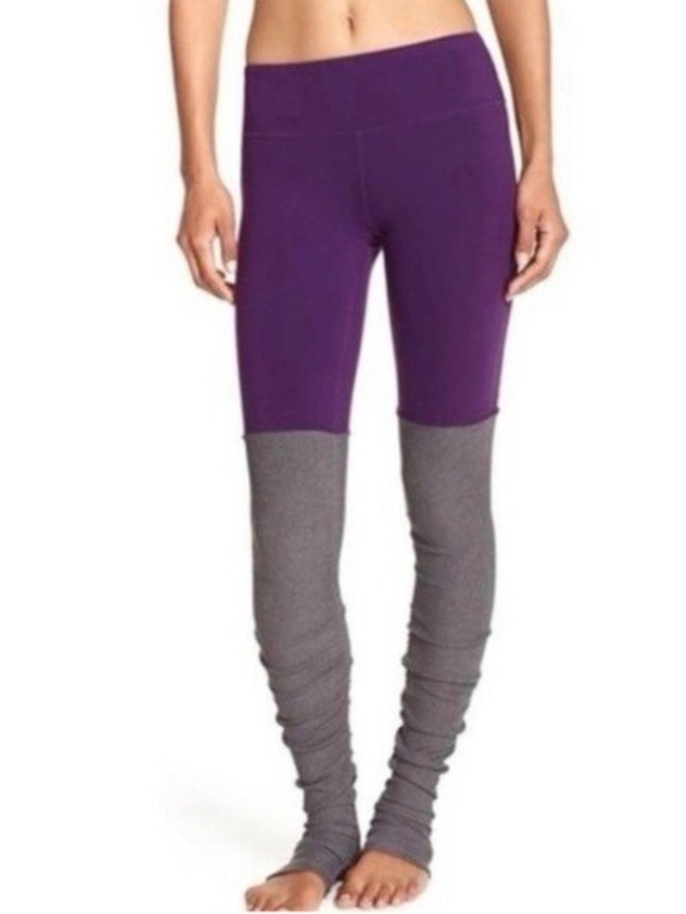 Alo Yoga Goddess Ribbed Leggings Purple Gray Ballet Stirrup Yoga Pants Women’s S